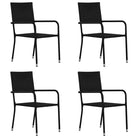 Poly Rattan Tuinstoelen voor Diner en Ontspanning - Zwart / 4 - Tuinstoelen