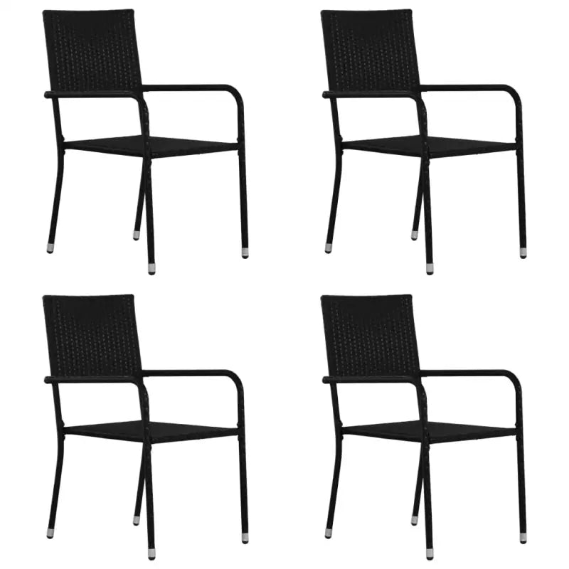 Poly Rattan Tuinstoelen voor Diner en Ontspanning - Zwart / 4 - Tuinstoelen