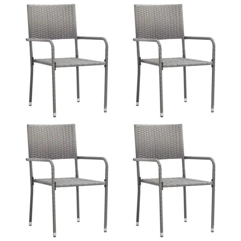 Poly Rattan Tuinstoelen voor Dineren en Ontspannen - Grijs / 4 - Tuinstoelen