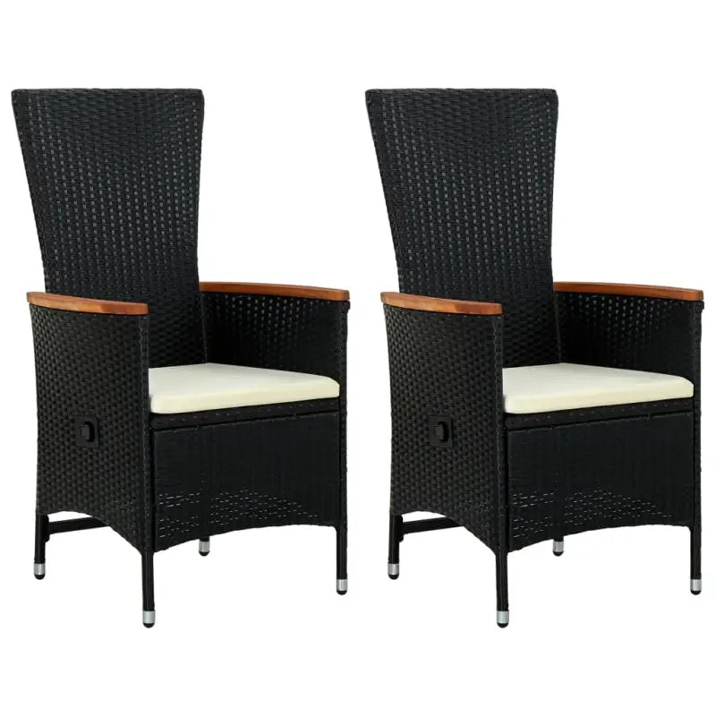 Poly Rattan Tuinstoelen voor een moderne tuin of balkon uitstraling - Zwart en crème / 2 - Tuinstoelen