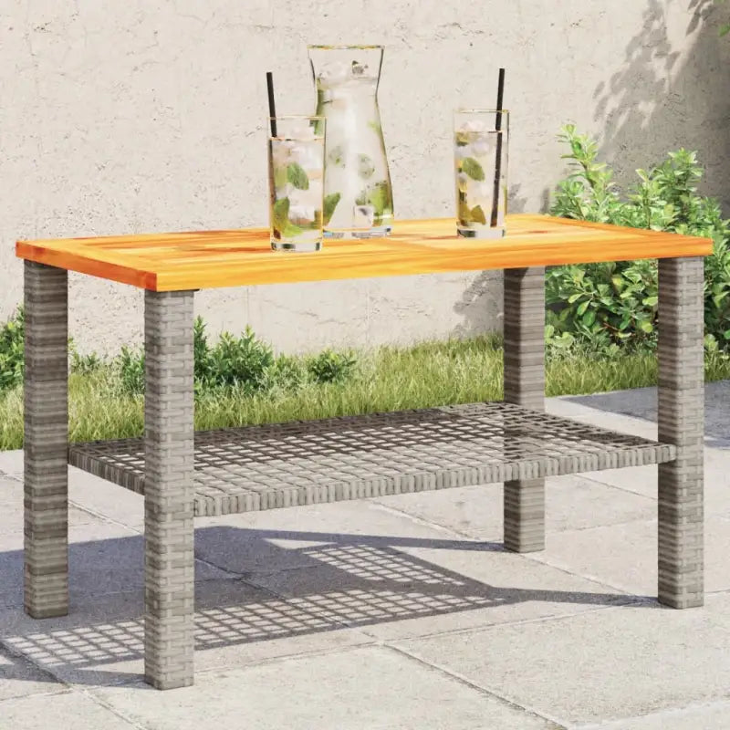 Poly Rattan tuintafel eenvoudig schoon voor gezellige tuin en terras momenten - Grijs en bruin / 70 x 38 x 42 cm / 1