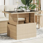 Poly rattan tuintafel met gehard glas gemakkelijk schoon voor in tuin of terras - Beige / 1 / Glas - Tuintafels