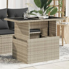 Poly rattan tuintafel met gehard glas gemakkelijk schoon voor in tuin of terras - Lichtgrijs / 1 / Glas - Tuintafels