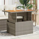 Poly rattan tuintafel met gehard glas gemakkelijk schoon voor in tuin of terras - Grijs / 1 / Hout - Tuintafels