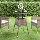 Poly Rattan Tuintafel met Gehard Glas voor buitengebruik - Grijs / 1 - Tuintafels