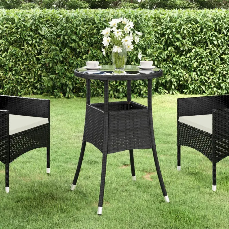 Poly Rattan Tuintafel met Gehard Glas voor buitengebruik - Tuintafels