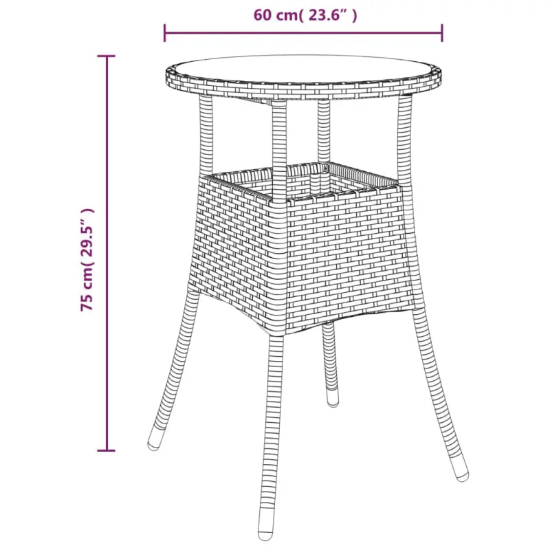 Poly Rattan Tuintafel met Gehard Glas voor buitengebruik - Tuintafels