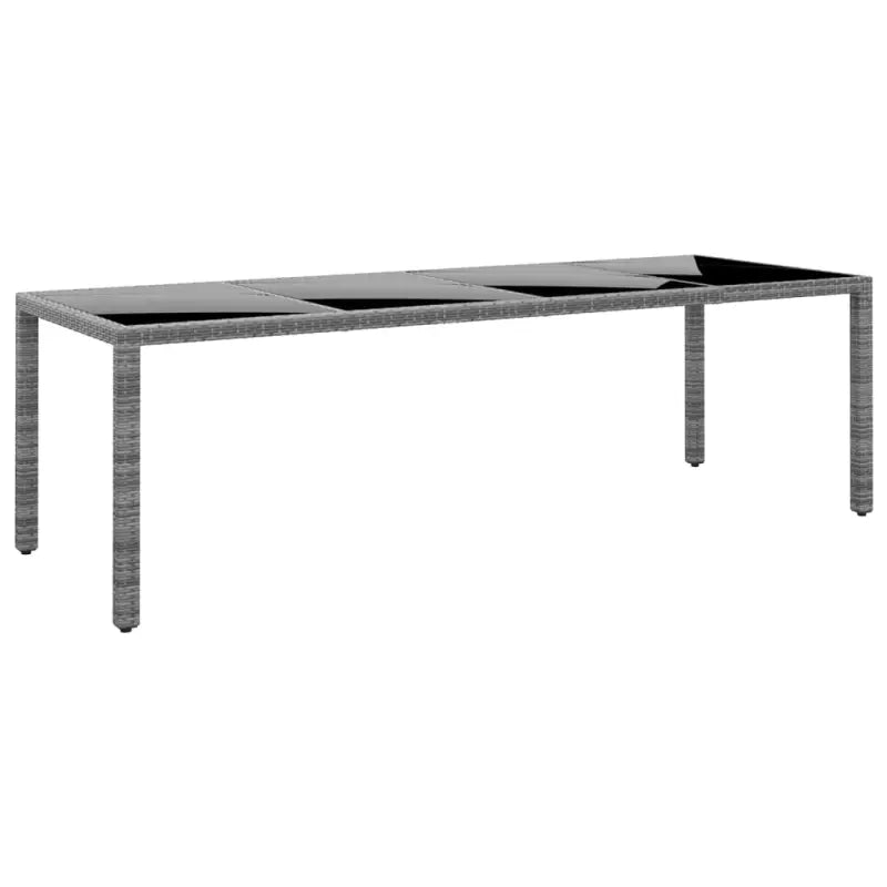 Poly rattan tuintafel met gehard glas voor een stijlvolle buitenruimte - Grijs / 1 - Tuintafels