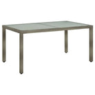 Poly rattan tuintafel met gehard glas voor een stijlvolle buitenruimte - Grijs en wit / 150 x 90 x 75 cm / 1