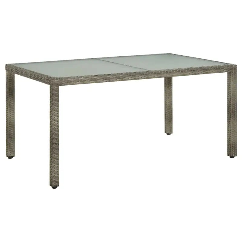 Poly rattan tuintafel met gehard glas voor een stijlvolle buitenruimte - Grijs en wit / 150 x 90 x 75 cm / 1