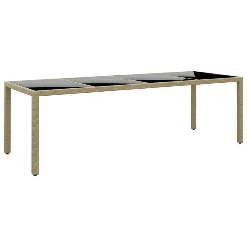 Poly rattan tuintafel met gehard glas voor een stijlvolle buitenruimte - Beige / 1 - Tuintafels