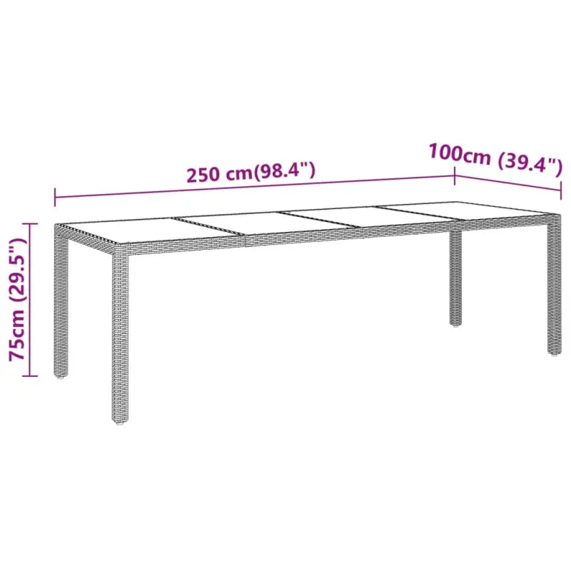 Poly rattan tuintafel met gehard glas voor een stijlvolle buitenruimte - Tuintafels