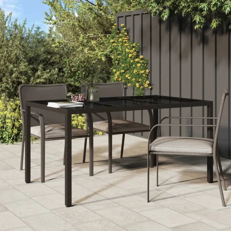 Poly rattan tuintafel met gehard glas voor een stijlvolle buitenruimte - Bruin / 150 x 90 x 75 cm / 1 - Tuintafels