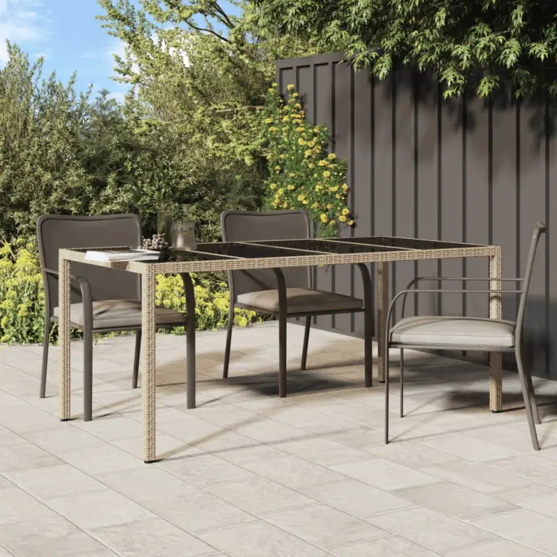 Poly rattan tuintafel met gehard glas voor stijl en stabiliteit - Beige / 1 - Tuintafels