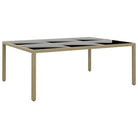 Poly rattan tuintafel met gehard glas voor stijlvolle buitenruimte - Beige / 1 - Tuintafels