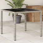 Poly rattan tuintafel met gemakkelijk schoon en gehard glas - Lichtgrijs / 1 - Tuintafels