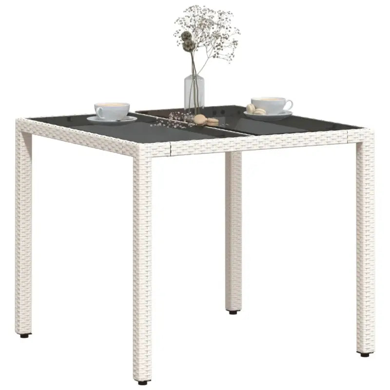 Poly rattan tuintafel met gemakkelijk schoon en gehard glas - Tuintafels