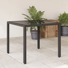 Poly rattan tuintafel met gemakkelijk schoon en gehard glas - Zwart / 1 - Tuintafels