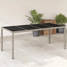 Poly Rattan Tuintafel met Geshard Glas en Gemakkelijk Schoon Makelijk - Tuintafels