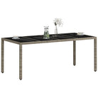 Poly Rattan Tuintafel met Geshard Glas en Gemakkelijk Schoon Makelijk - Tuintafels