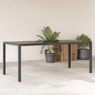 Poly Rattan Tuintafel met Geshard Glas en Gemakkelijk Schoon Makelijk - Zwart / 1 - Tuintafels