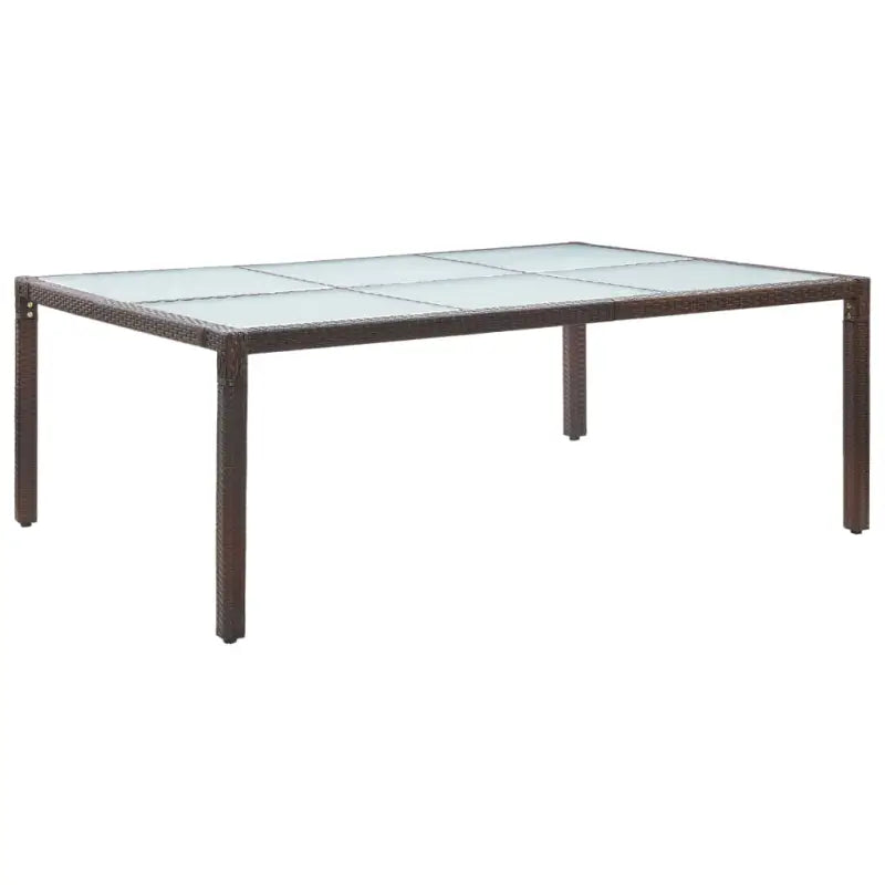 Poly Rattan Tuintafel met Glazen Blad voor Tuin en Terras - Bruin / 1 - Tuintafels
