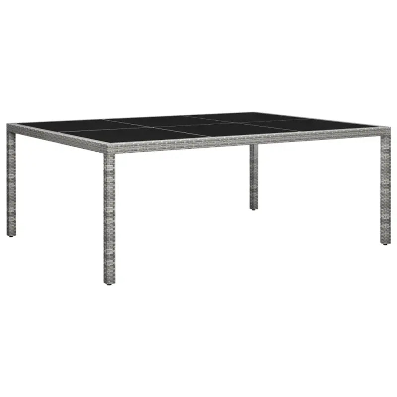 Poly Rattan Tuintafel met Glazen Blad voor Tuin en Terras - Grijs / 1 - Tuintafels