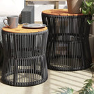 Poly Rattan Tuintafels Gemakkelijk Schoon voor Gezellig Buitenplezier - Zwart / 1 / Lijngeweven - Tuintafels