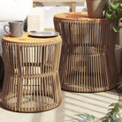 Poly Rattan Tuintafels Gemakkelijk Schoon voor Gezellig Buitenplezier - Beige / 1 / Lijngeweven - Tuintafels