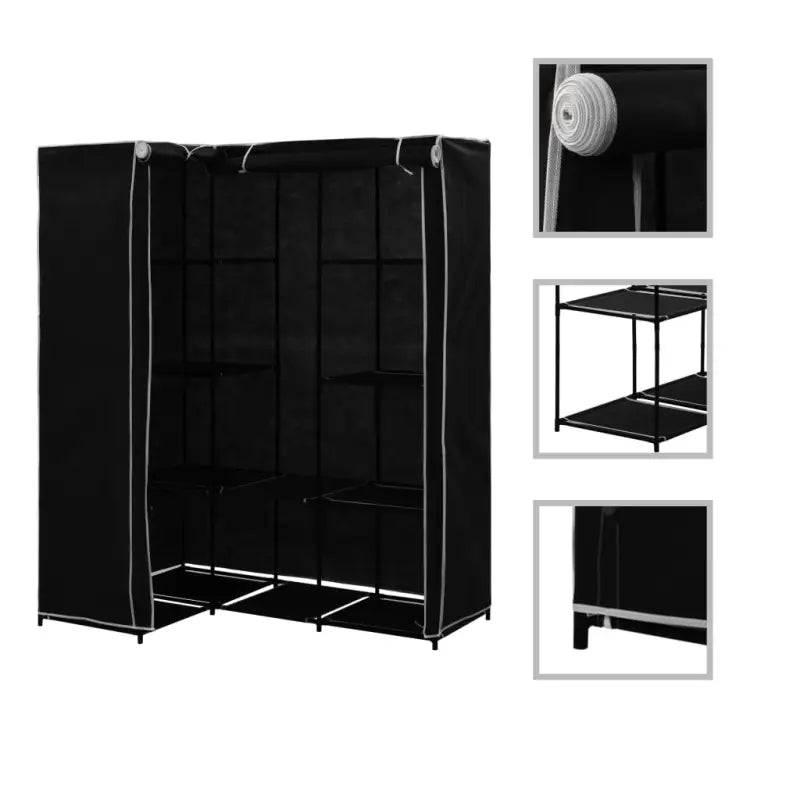 Praktisch hoekrek voor kleding en schoenen met stevig ijzeren frame - Zwart / 1 - Kledingkasten