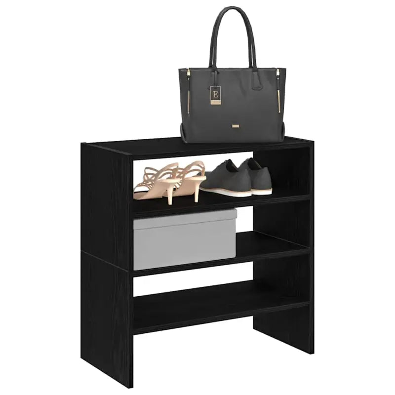 Praktisch schoenenrek van bewerkt hout voor elegante opbergbeshoeften - Zwart / 2 - Schoenenrekken