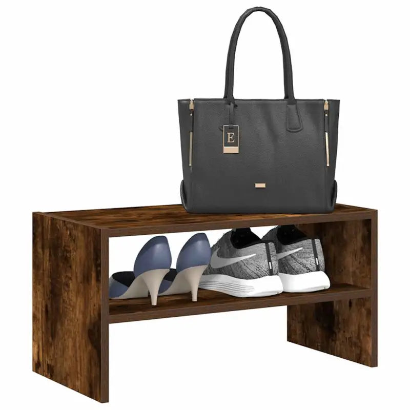 Praktisch schoenenrek van bewerkt hout voor elegante opbergbeshoeften - Gerookt eiken / 1 - Schoenenrekken