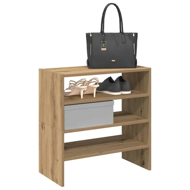 Praktisch schoenenrek van bewerkt hout voor elegante opbergbeshoeften - artisanaal eikenkleurig / 2 - Schoenenrekken