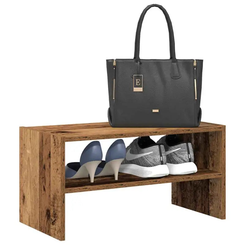 Praktisch schoenenrek van bewerkt hout voor elegante opbergbeshoeften - Oud hout / 1 - Schoenenrekken