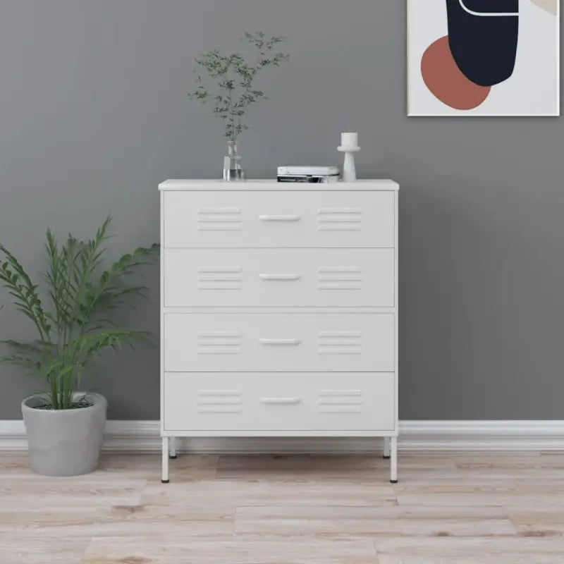 Praktische bijzetkast met stalen constructie en aanpasbare hoogte - Wit / 1 - Commodes & ladekasten