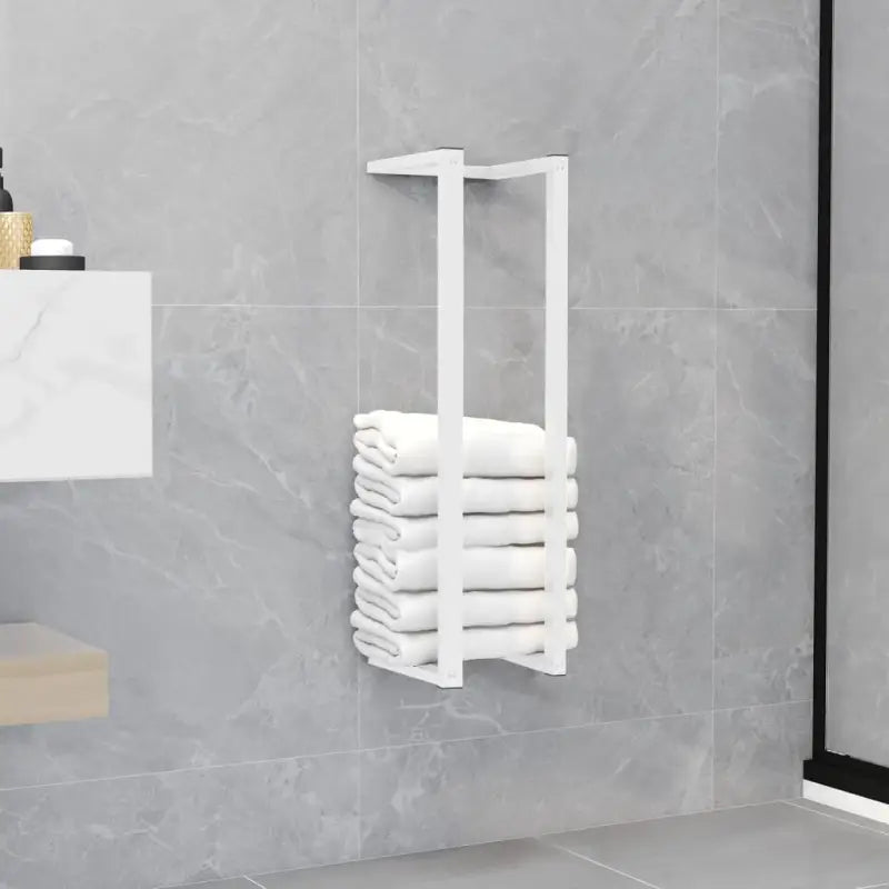 Praktische en decoratieve handdoekhouder van ijzer - Wit / 12.5 x 12.5 x 60 cm - Handdoekrekken & -houders