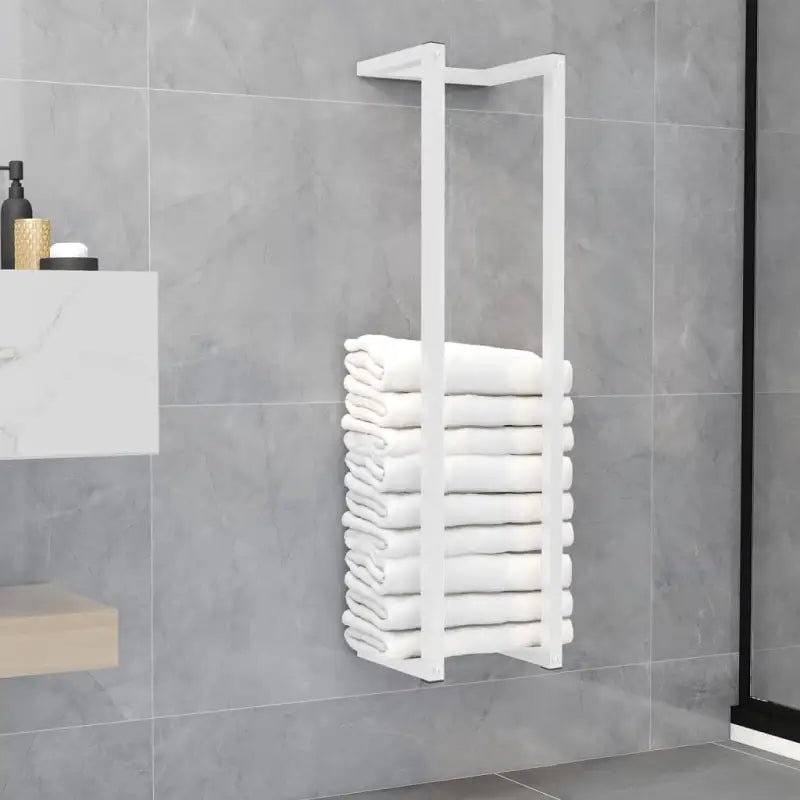 Praktische en decoratieve handdoekhouder van ijzer - Wit / 25 x 20 x 95 cm - Handdoekrekken & -houders