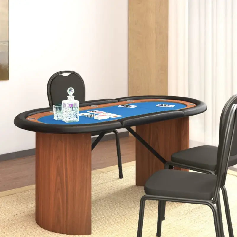 Professionele pokertafel van bewerkt hout met vilten speelblad - Blauw / 1 - Poker- & spellentafels