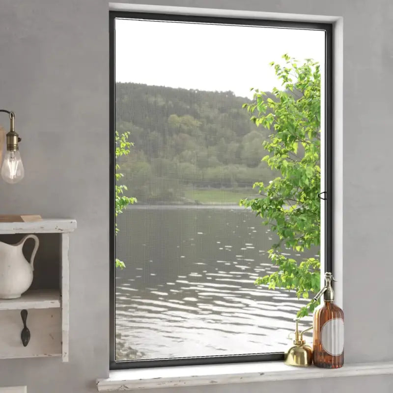 Raamhorren met stevig aluminium frame voor insecten buitenhouden - Antraciet / 80 x 120 cm - Raamhorren