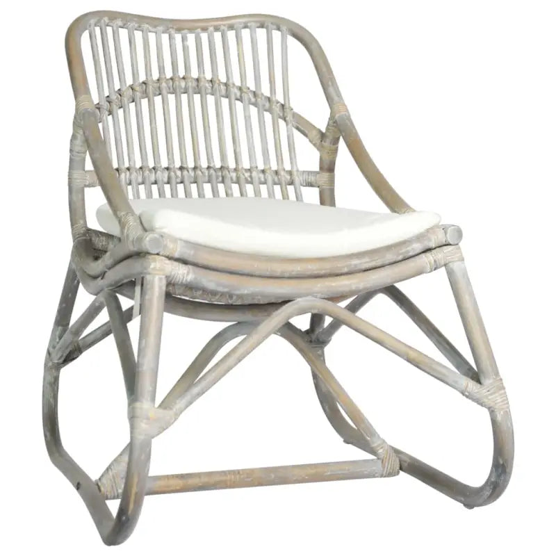 Rattan Fauteuil met Linnen Kussen voor een Charmante en Comfortabele Ruimte - Grijs / 1 - Fauteuils & Relaxfauteuils