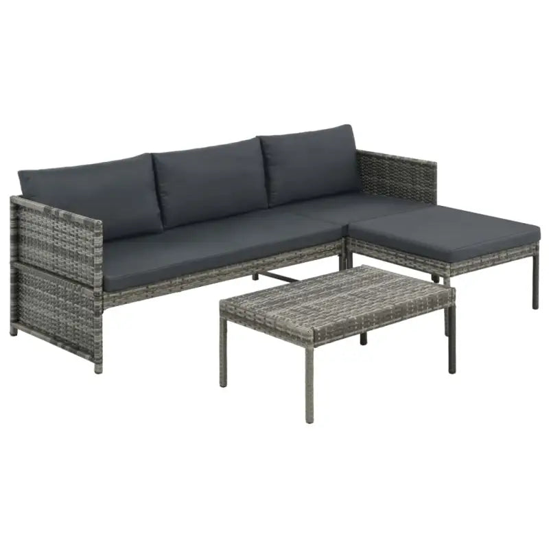 Rattan loungeset met stalen frame en dikte zitkussens voor in de tuin - Grijs - Tuinsets