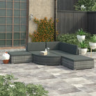 Rattan loungeset met waaiervormige hocker voor het hele jaar door buitengebruik - Grijs - Tuinsets