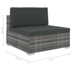 Rattan loungeset met waaiervormige hocker voor het hele jaar door buitengebruik - Grijs - Tuinsets
