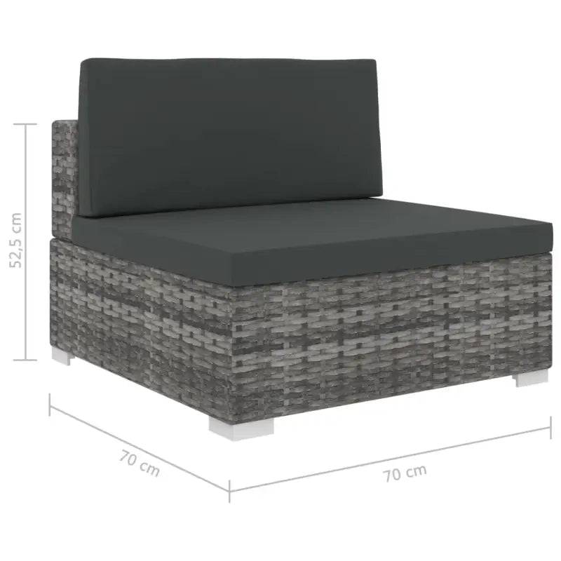 Rattan loungeset met waaiervormige hocker voor het hele jaar door buitengebruik - Grijs - Tuinsets
