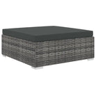 Rattan loungeset met waaiervormige hocker voor het hele jaar door buitengebruik - Grijs - Tuinsets