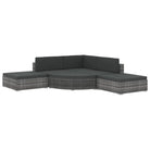 Rattan loungeset met waaiervormige hocker voor het hele jaar door buitengebruik - Grijs - Tuinsets