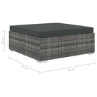 Rattan loungeset met waaiervormige hocker voor het hele jaar door buitengebruik - Grijs - Tuinsets