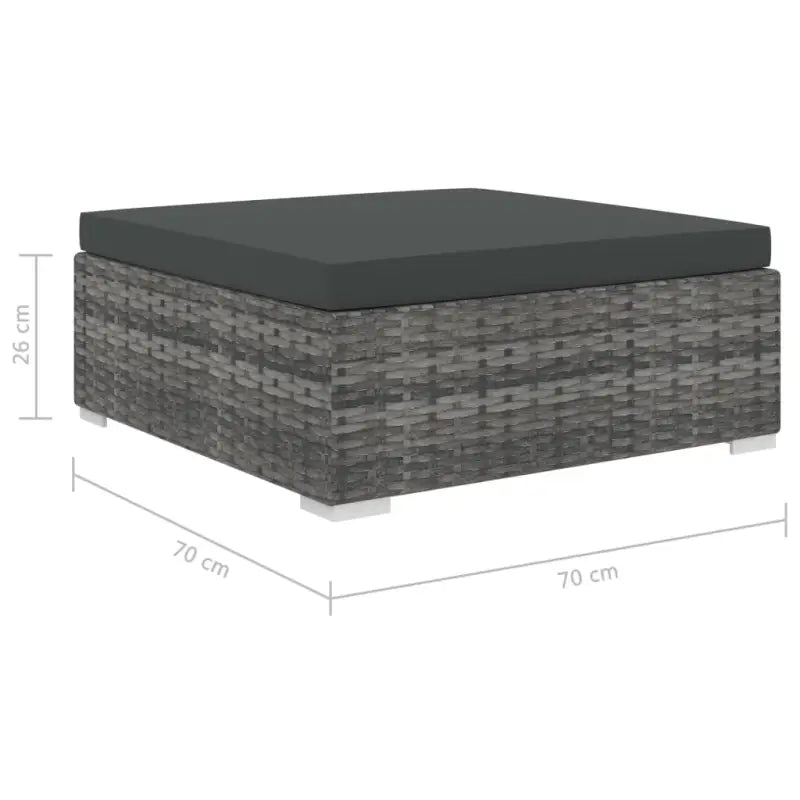 Rattan loungeset met waaiervormige hocker voor het hele jaar door buitengebruik - Grijs - Tuinsets