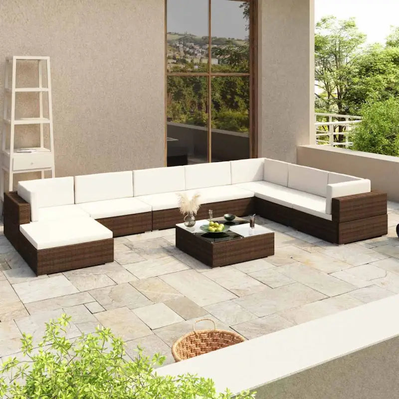 Rattan Loungeset voor in de Tuin of Patio - Bruin - Tuinsets