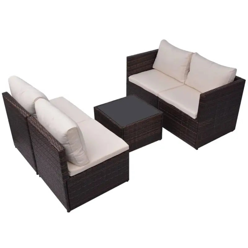 Rattan Loungeset voor Tuin en Terras All Year Round - Bruin - Tuinsets